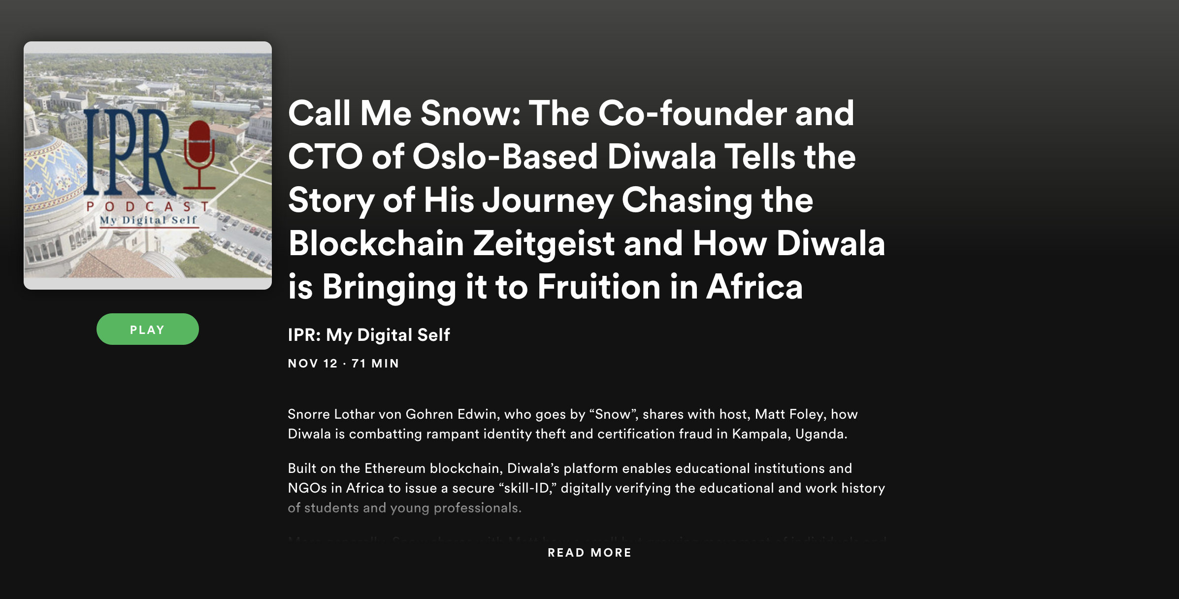 A picture of the podcast episode itself on spotify