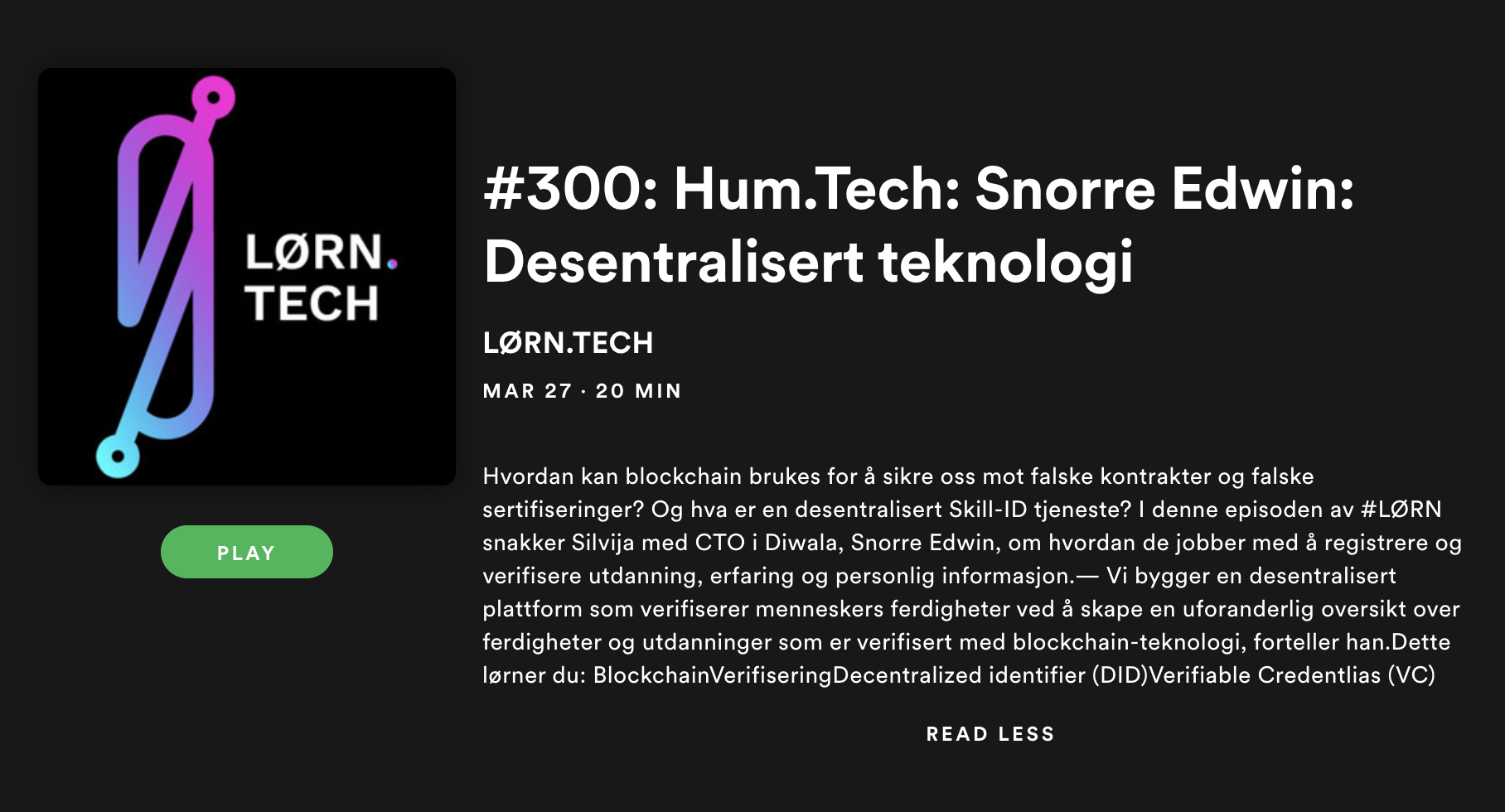 A picture of the podcast episode itself on spotify