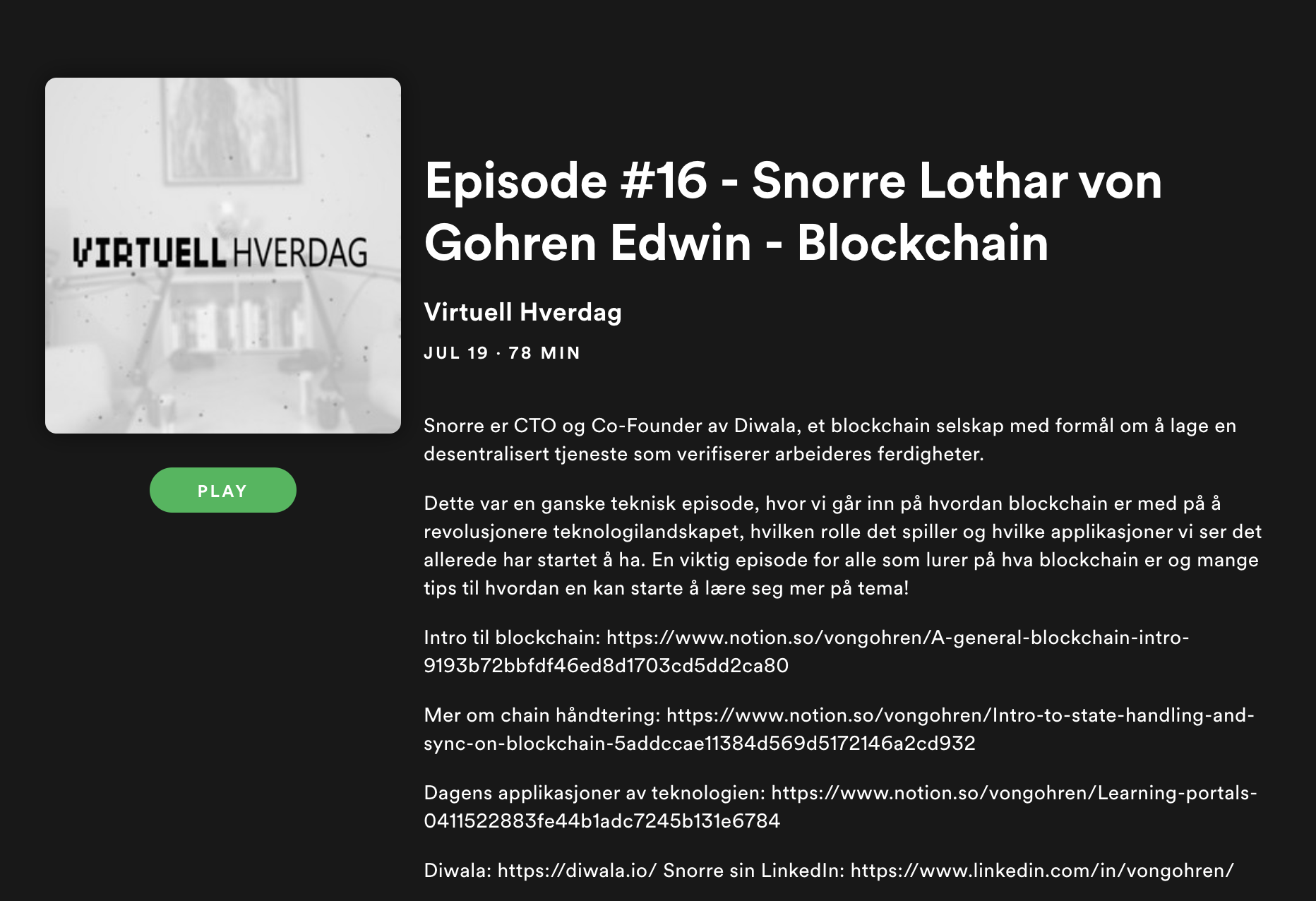 A picture of the podcast episode itself on spotify